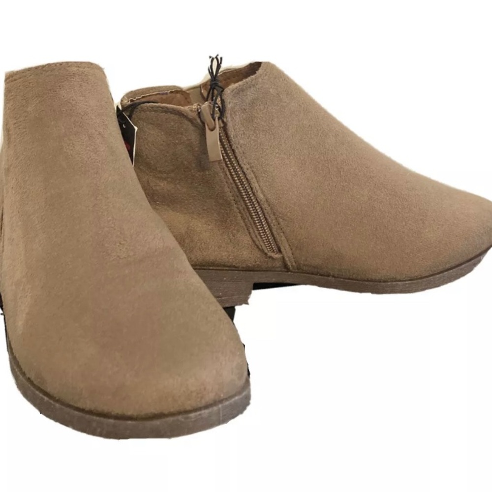 Beige Zipper Ankle Boots